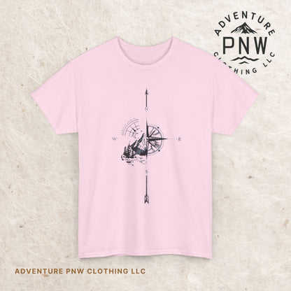 Mountain Compass Pattern Unisex Tee, Adventure Lover Hiking Tshirt, Traveler Gift Shirt, Nature Outdoor Top