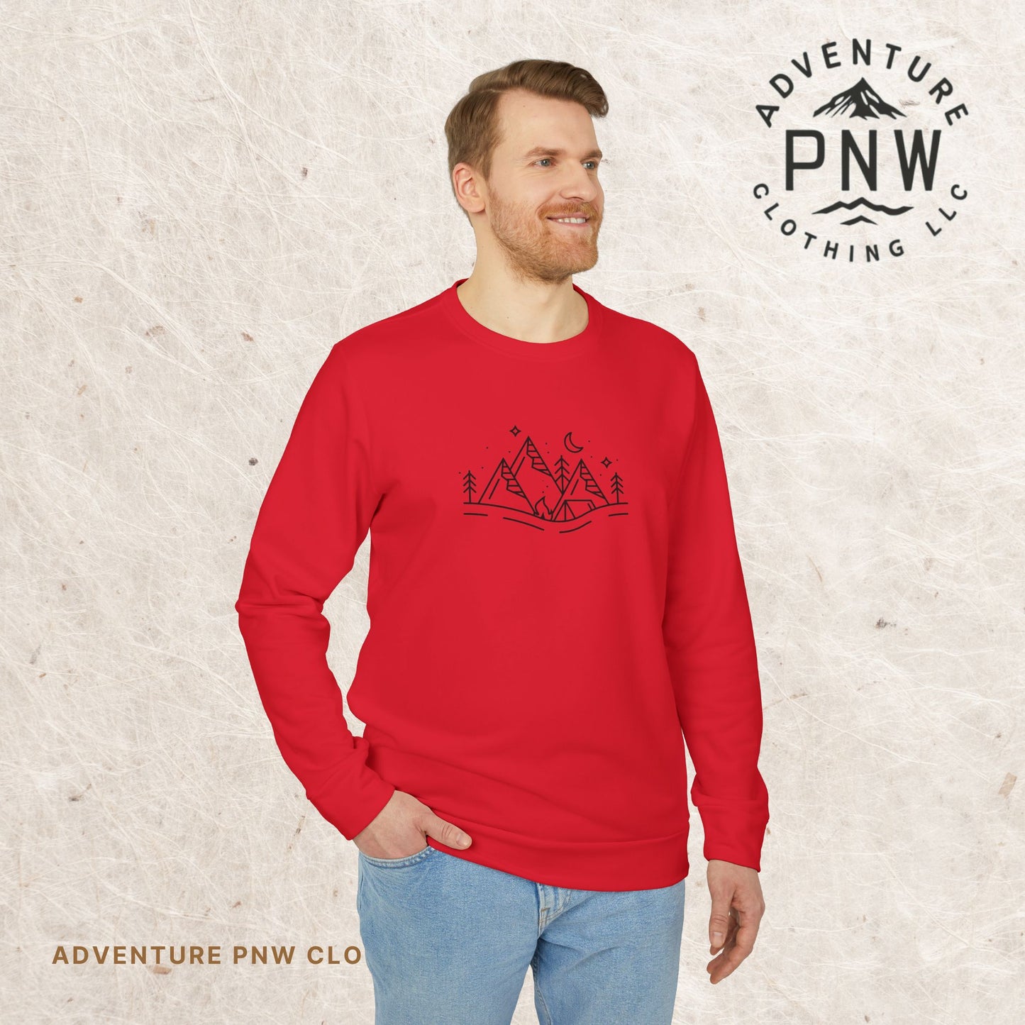 Adidas® Unisex Fleece Crewneck Sweatshirt - Cozy, Eco-Friendly, and Stylish Adventure Mountains Camping Christmas