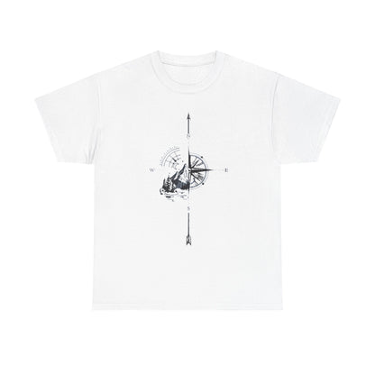 Mountain Compass Pattern Unisex Tee, Adventure Lover Hiking Tshirt, Traveler Gift Shirt, Nature Outdoor Top