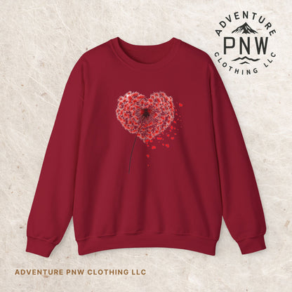 Adventure Dandelion Heart Valentine Sweatshirt – Unisex