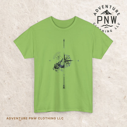 Mountain Compass Pattern Unisex Tee, Adventure Lover Hiking Tshirt, Traveler Gift Shirt, Nature Outdoor Top