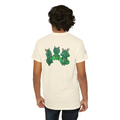 "Green speak/ hear/ see no evil dragons"