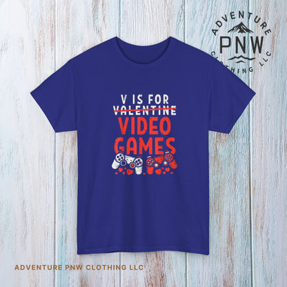 Funny Gamer Valentine Tee – Adventure V Is for Video Games
