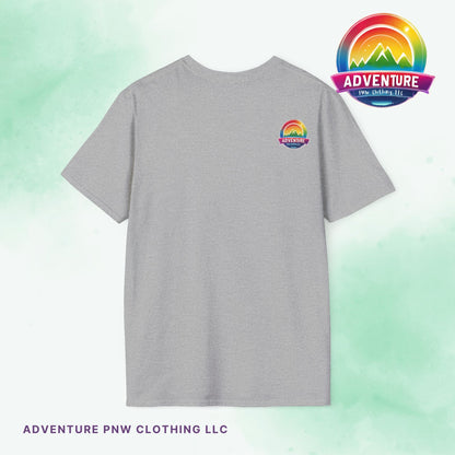 PRIDE Adventure PNW Mountain T-shirt Rainbow Colorful