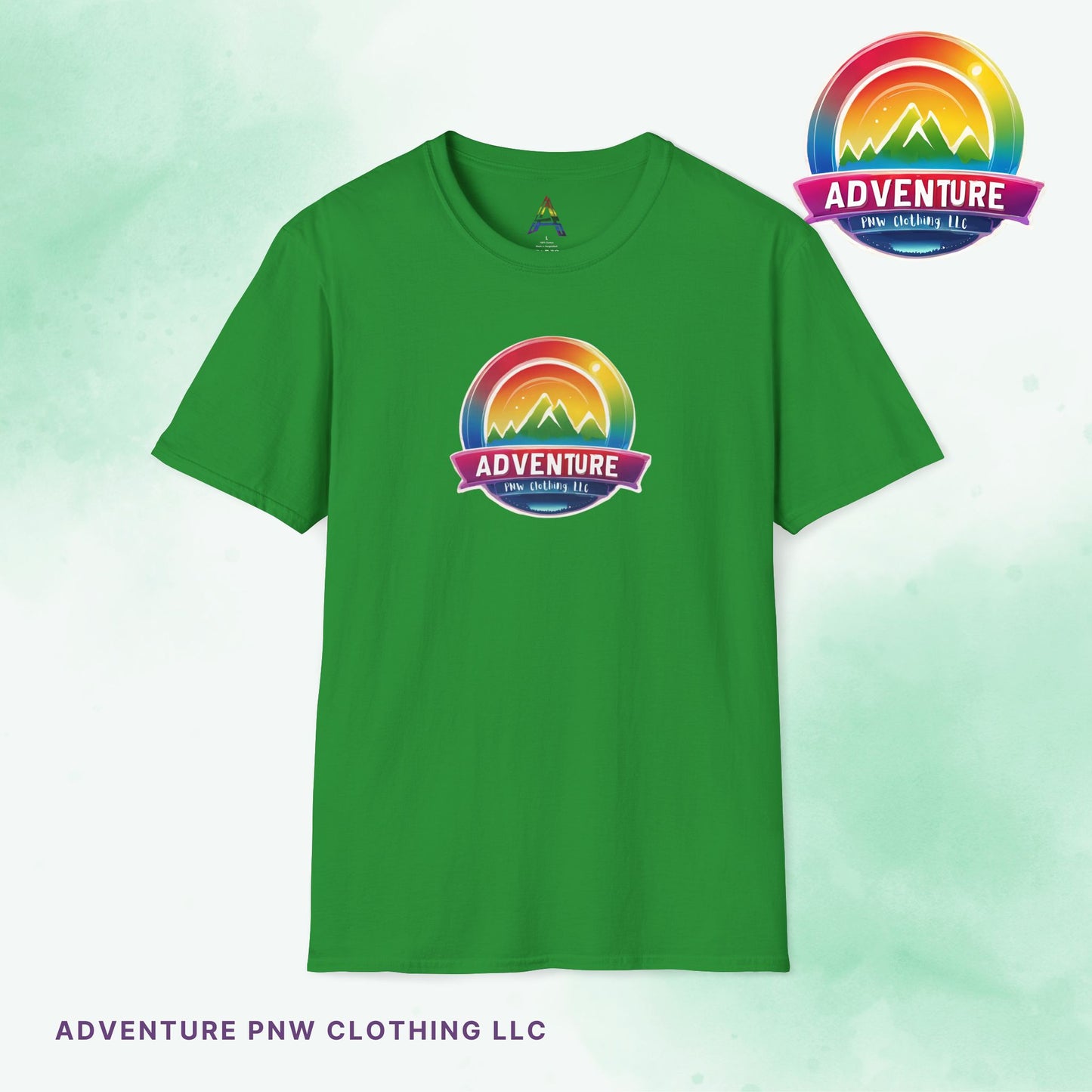 Pride PNW Mountain Tee – Rainbow Adventure