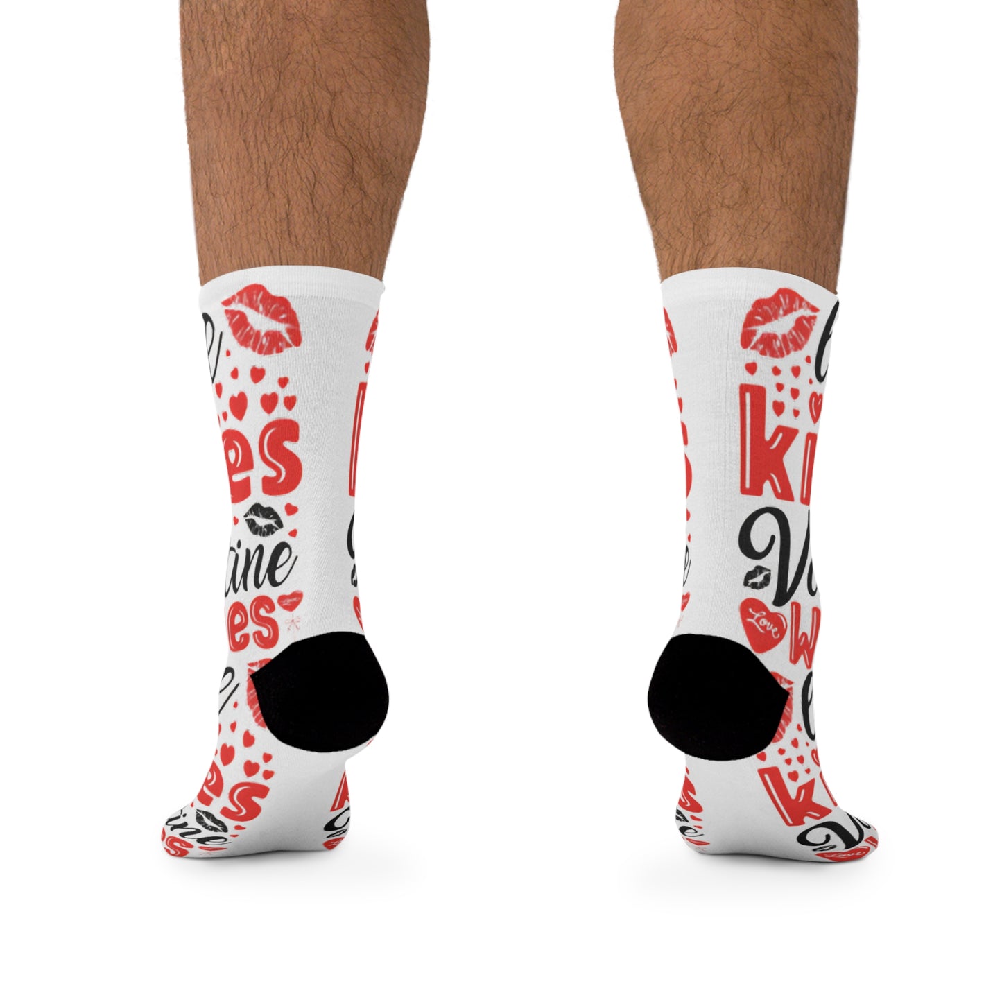Love Kisses Valentines Wishes Socks, Unisex Valentines Day Socks, Romantic Gift for Him or Her, Fun Valentines Graphic Socks, V Day Socks