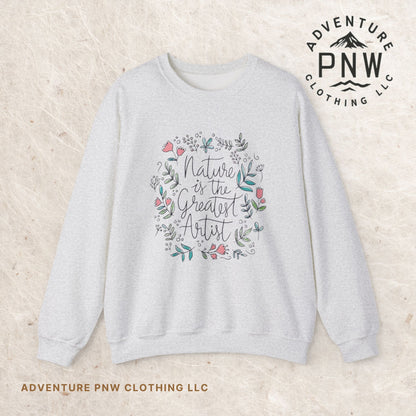 Nature Is The Greatest Artist Sweatshirt, Cute Flower Jumper, Wildflower Top, Floral Pullover, Valentine's Day Gift