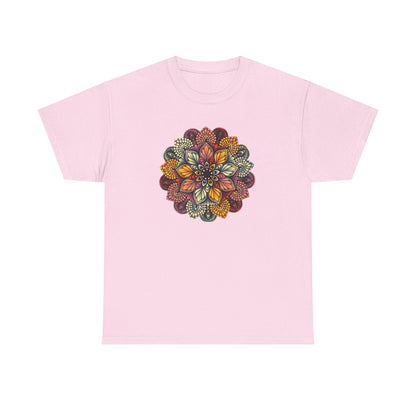 Mandala Floral Printed T Shirt, Women Casual Outdoorsy Tee for Glamping & Hiking, Adventure Shirt, Boho Style Top