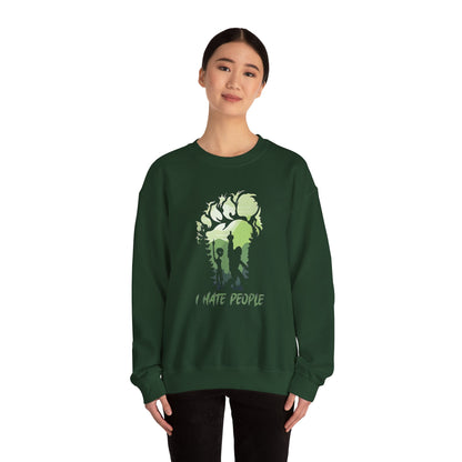 Funny Bigfoot Sasquatch Alien Unisex Sweatshirt, I Hate People Design, Men Women Gift, Crewneck Jumper, Outdoor Adventure Apparel, Humorous