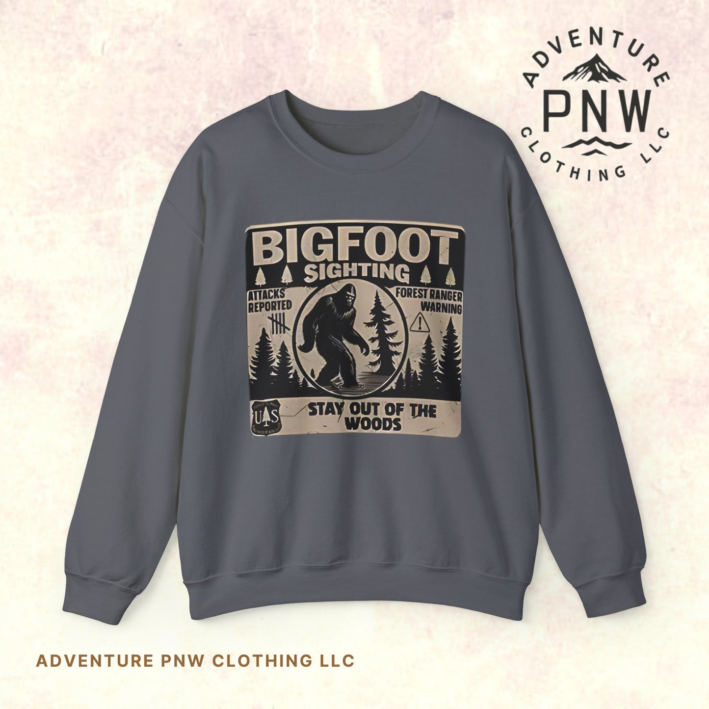Bigfoot Retro Sweatshirt –Adventure Funny Sasquatch Crewneck