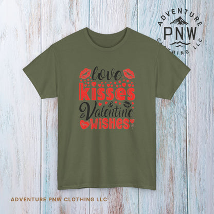 Love Kisses Valentine Tee –Adventure Unisex Graphic Shirt