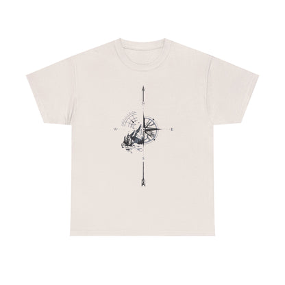 Mountain Compass Pattern Unisex Tee, Adventure Lover Hiking Tshirt, Traveler Gift Shirt, Nature Outdoor Top