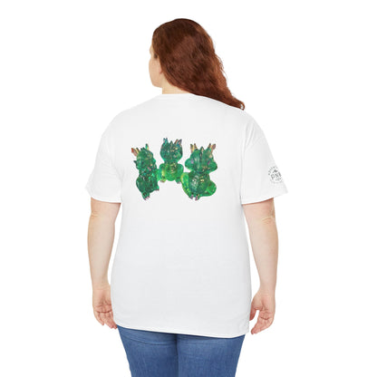 "Green speak/ hear/ see no evil dragons"