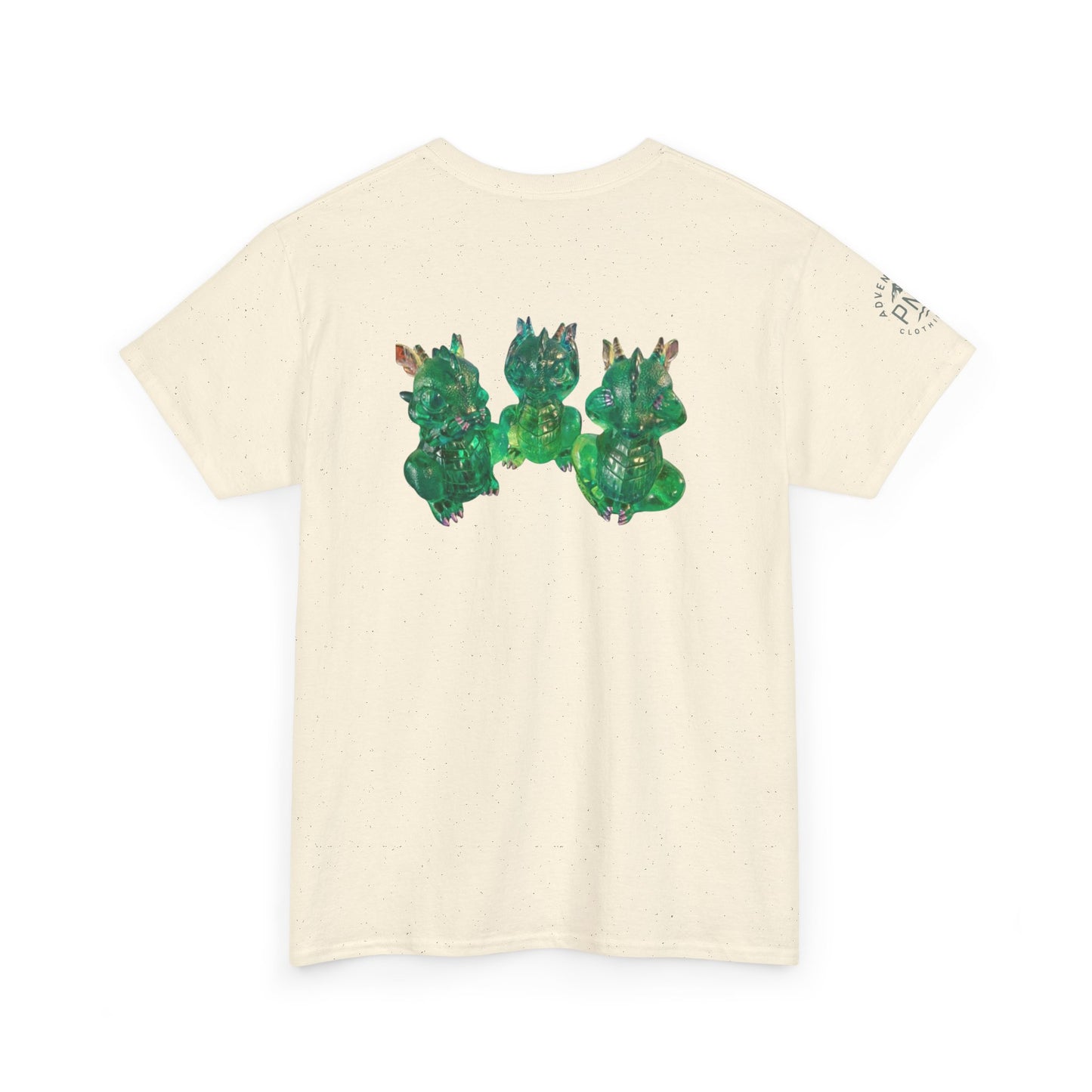 "Green speak/ hear/ see no evil dragons"