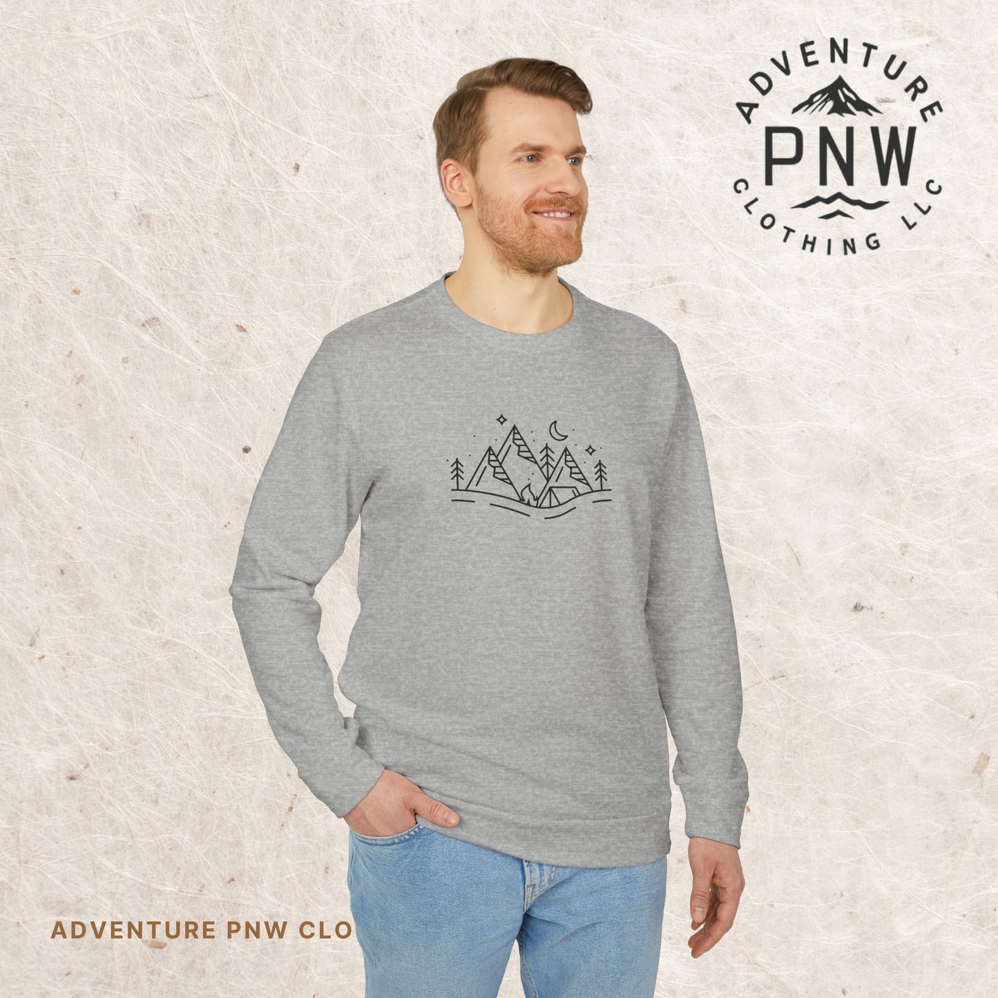 Adidas® Unisex Fleece Crewneck Sweatshirt - Cozy, Eco-Friendly, and Stylish Adventure Mountains Camping Christmas