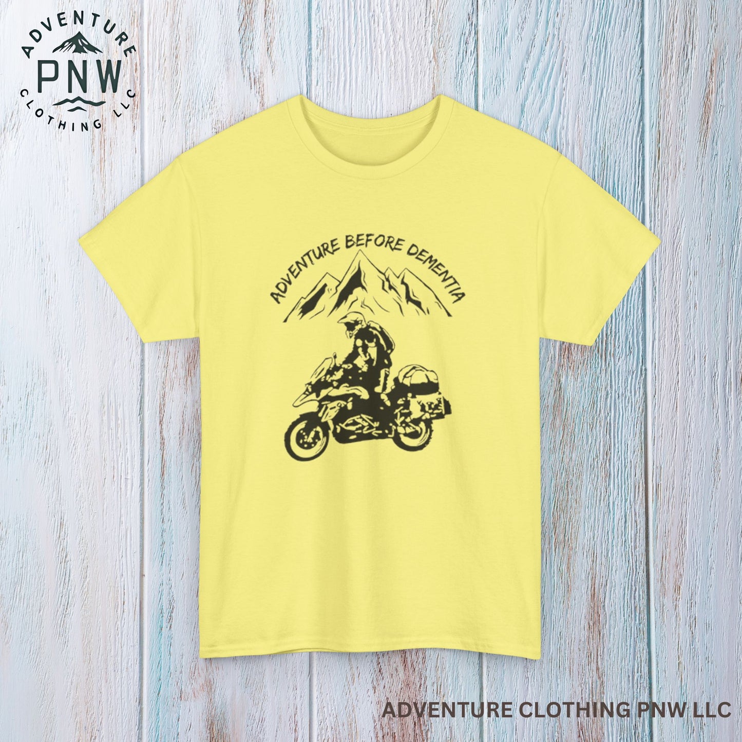 Adventure Before Dementia T-Shirt, Motorcycle & Mountain Travel Tee, Unisex Hiking and Camping Shirt for Outdoor Enthusiasts