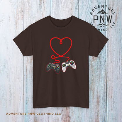 Video Gamer Valentines Day T-Shirt, Gamer Heart Tee, Valentines Gift for Him or Her, Unisex Gaming Shirt, Controller Love  Unisex Shirt