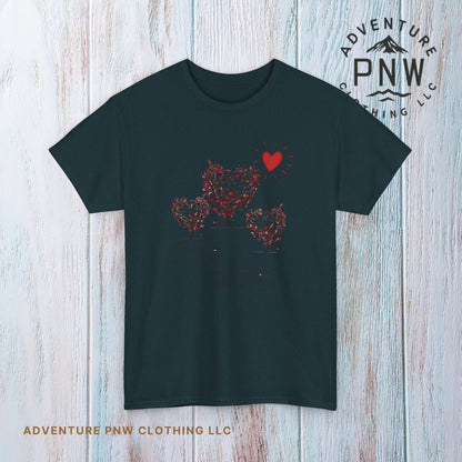 Grow in Love's Light Tree Heart T-Shirt, Outdoors Campers Top, Forest, Nature Lovers Gift, Love Shirt, Valentines day unisex Tshirt