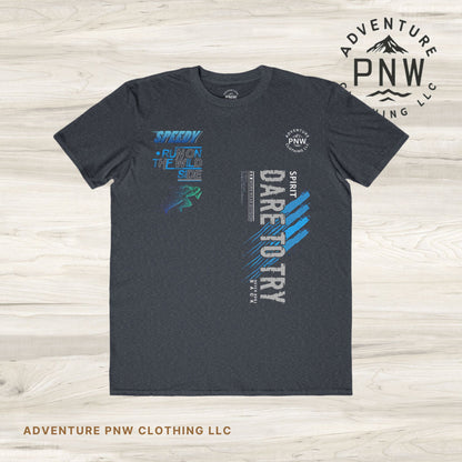 Athletic T-Shirt, Outdoor Adventure Tee, Dare to Try Running Hiking PNW  Lightweight Fashion Tee, Men's Activewear, Fitness Top
