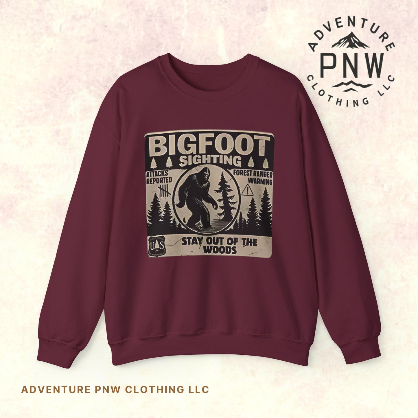 Bigfoot Retro Sweatshirt –Adventure Funny Sasquatch Crewneck