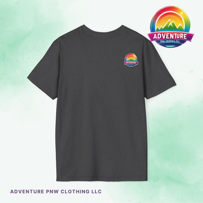 Pride PNW Mountain Tee – Rainbow Adventure