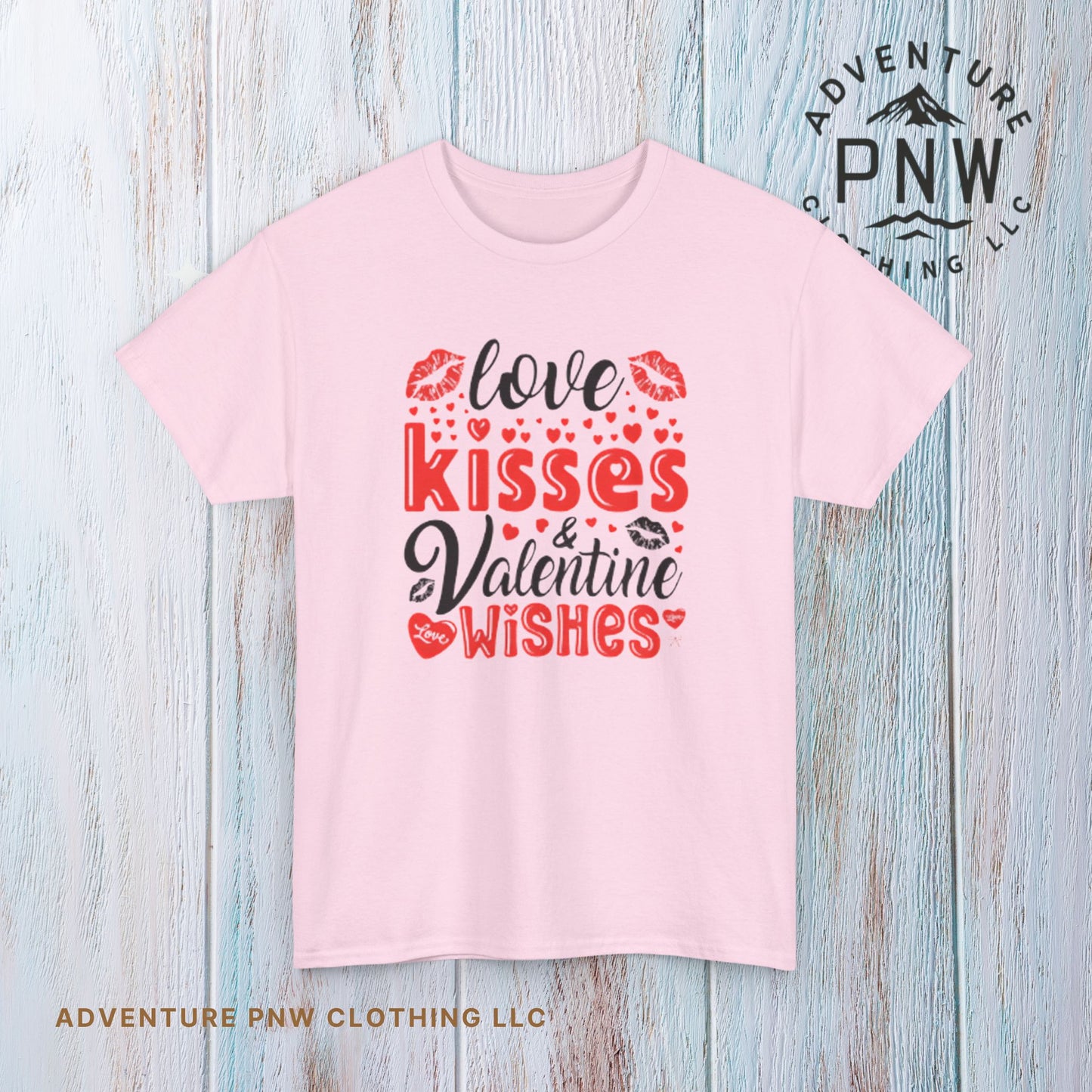 Love Kisses Valentine Tee –Adventure Unisex Graphic Shirt