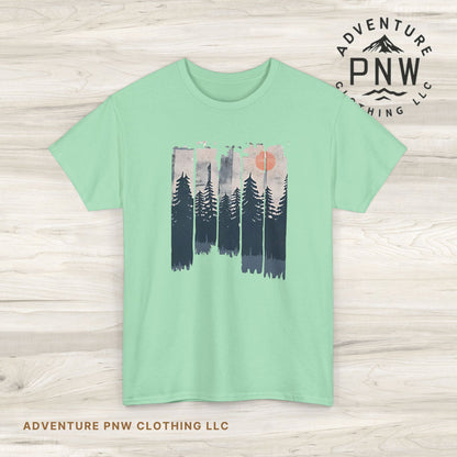 Forest Mountain T Shirt, Nature Lover Hiking Outdoorsy Tee, Glamping Adventure Vintage Tshirt, 90s Retro Camping Top, Unisex Heavy Cotton