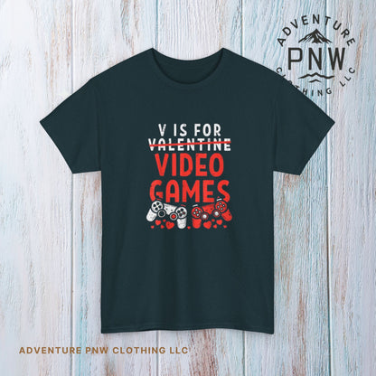 Funny Gamer Valentine Tee – Adventure V Is for Video Games