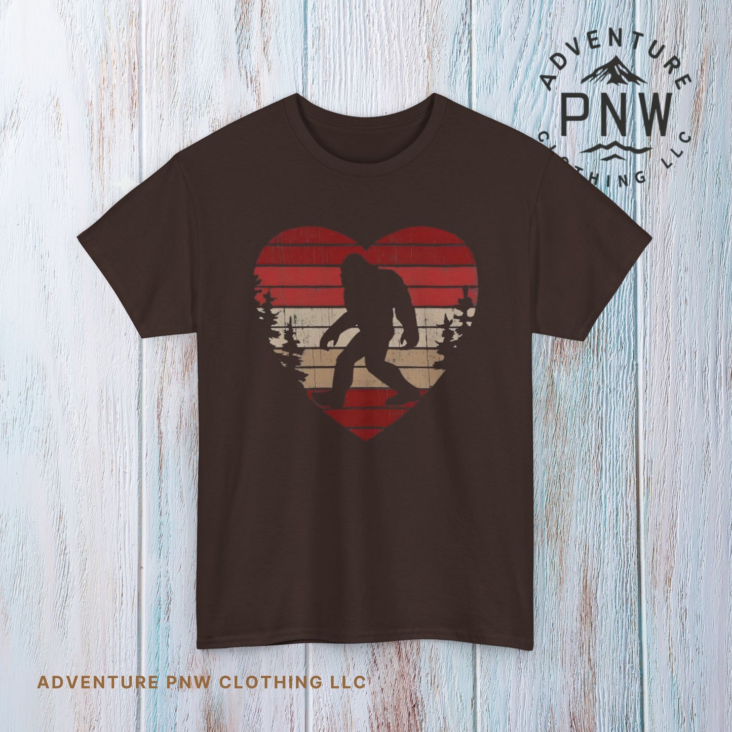 Bigfoot Heart Valentine Tee – Cute Adventure Sasquatch Shirt