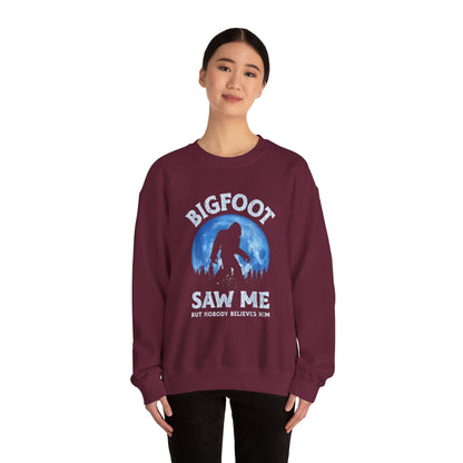 Funny Sasquatch Vintage Unisex Sweatshirt, Bigfoot Saw Me Shirt, Gift for Cryptid Lover, Yeti Graphic Pullover, Cryptozoology Crewneck