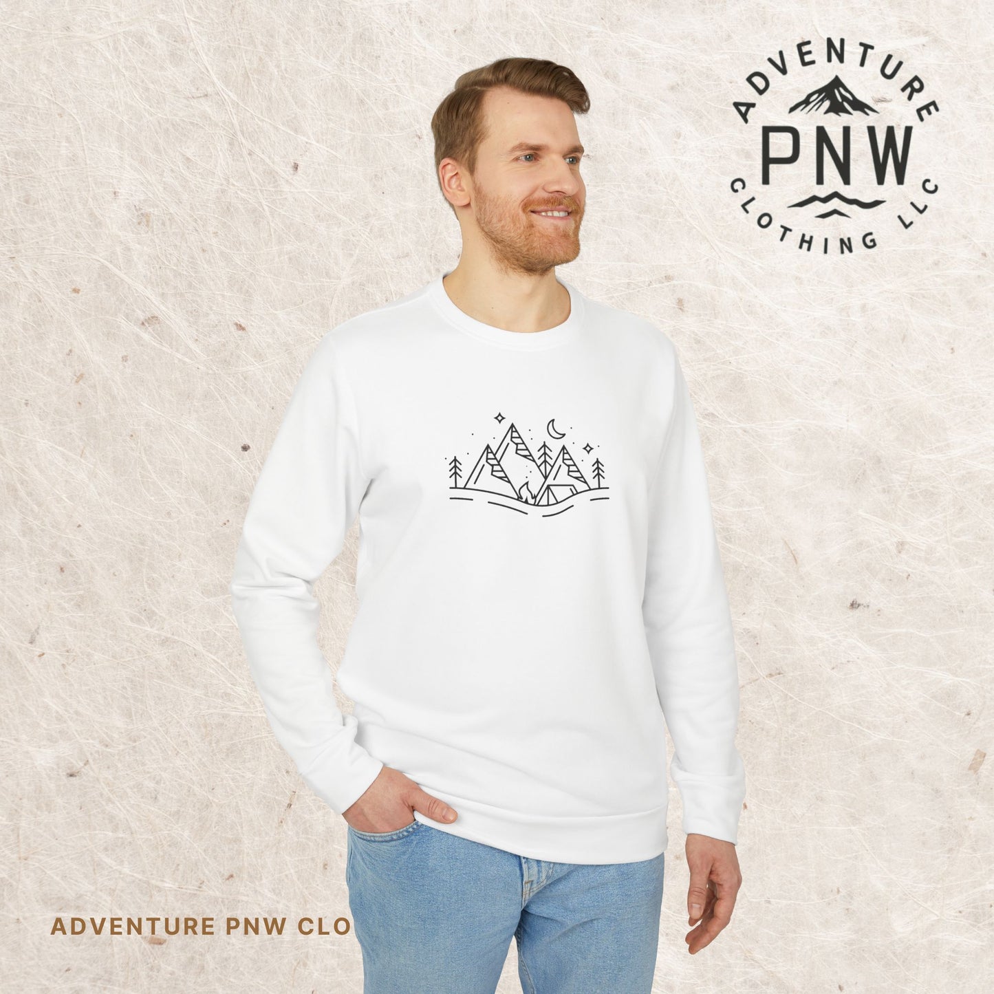 Adidas® Unisex Fleece Crewneck Sweatshirt - Cozy, Eco-Friendly, and Stylish Adventure Mountains Camping Christmas