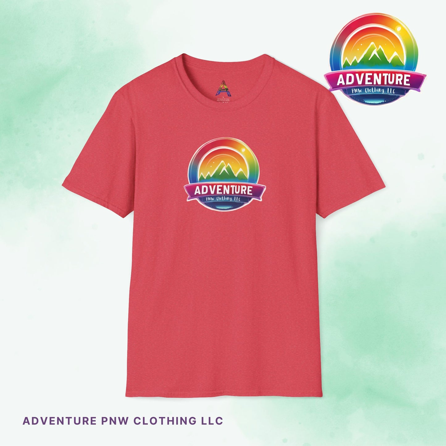 PRIDE Adventure PNW Mountain T-shirt Rainbow Colorful