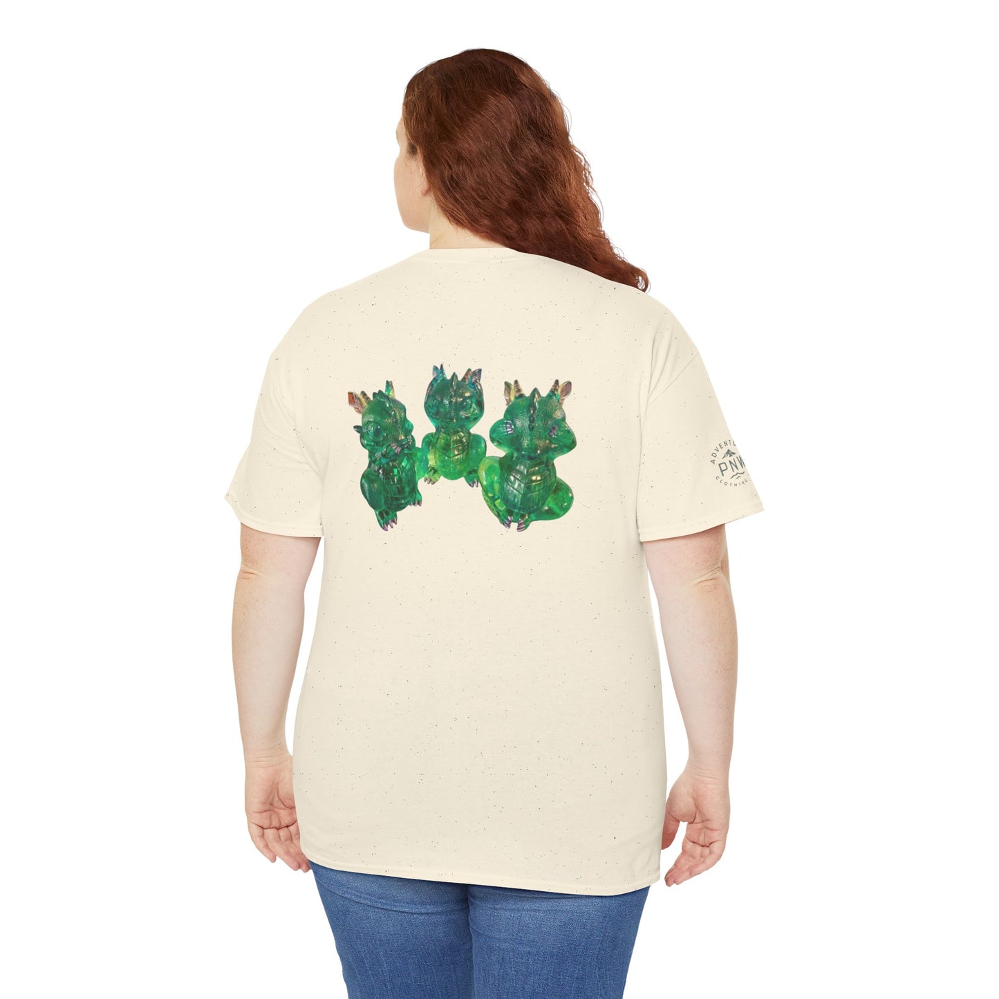 "Green speak/ hear/ see no evil dragons"