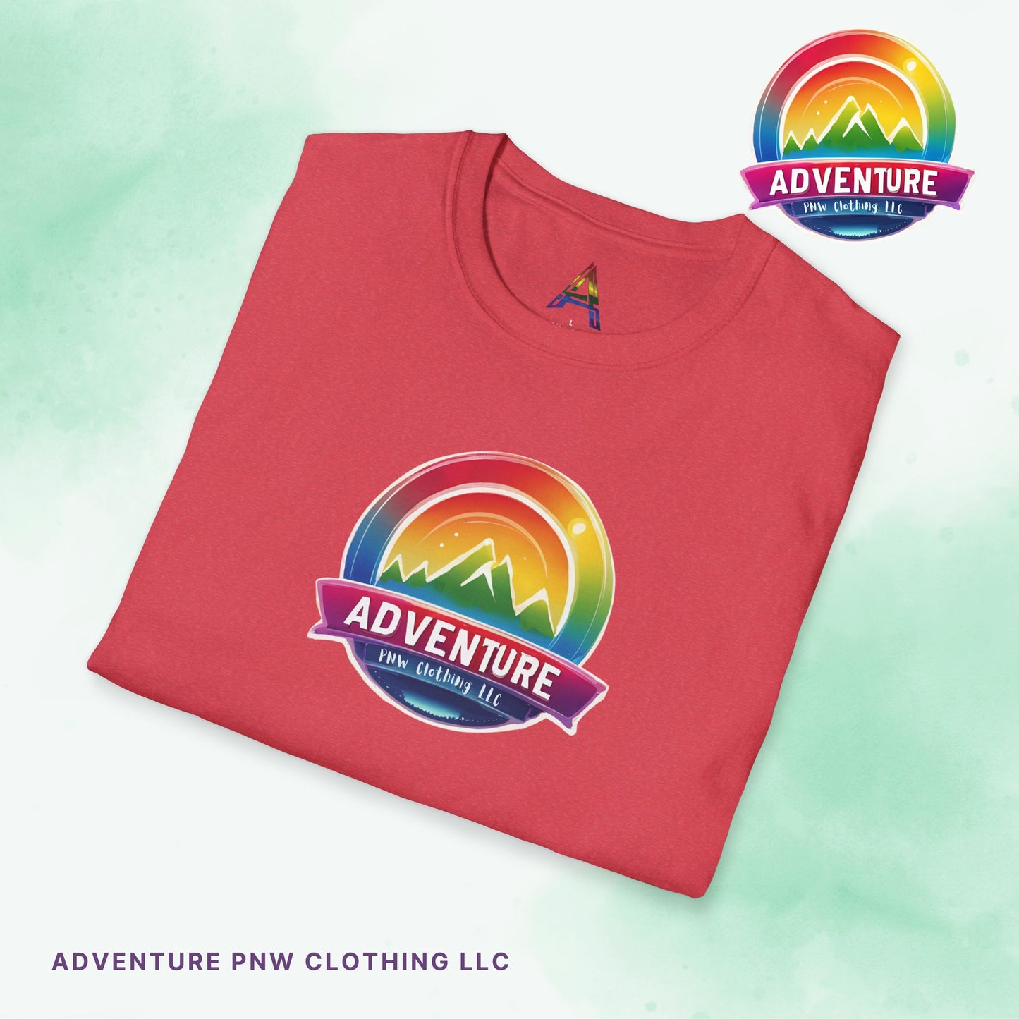 PRIDE Adventure PNW Mountain T-shirt Rainbow Colorful
