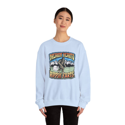 Breakin Hearts Rippin Farts Funny Sasquatch Bigfoot 80s Unisex Sweatshirt - Funny Gift, Bigfoot Lover, Funny Sweatshirt, Sasquatch Shirt,