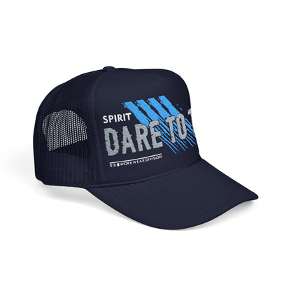 Dare to Try Foam Trucker Hat, Motivational Embroidery Cap, Cool Casual Wear, Gift for Adventurers, Unique Fashion Statement