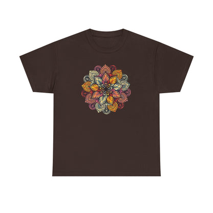 Mandala Floral Printed T Shirt, Women Casual Outdoorsy Tee for Glamping & Hiking, Adventure Shirt, Boho Style Top