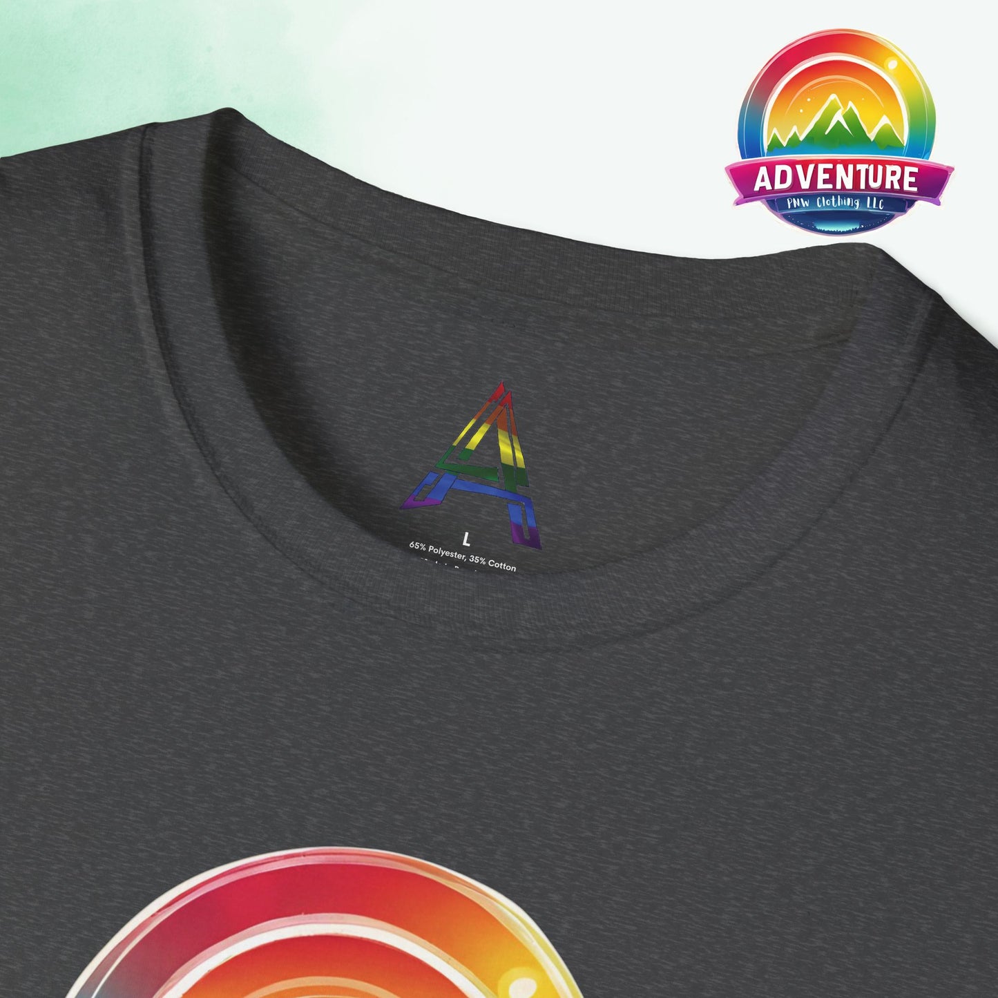 PRIDE Adventure PNW Mountain T-shirt Rainbow Colorful