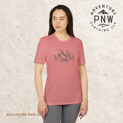 Adidas® Eco-Friendly Adventure PNW Mountain Camping Unisex T-Shirt | Sustainable & Stylish