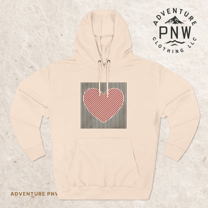 Retro Valentines Heart Hoodie, Cute Love Sweatshirt, Womens Valentines Hoodie, Teacher Mom Heart Hoodie, Vintage Three-Panel Fleece