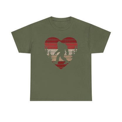Bigfoot Heart Valentines Day Unisex Tee, Love Sasquatch Shirt, Valentines Day Shirt for Men Boys Girls Kids, Bigfoot Lover Gift, Cute