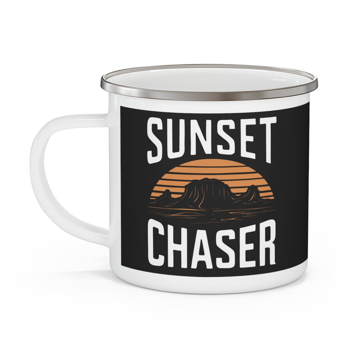 Sunset Chaser Enamel Mug – Outdoor Adventure Cup