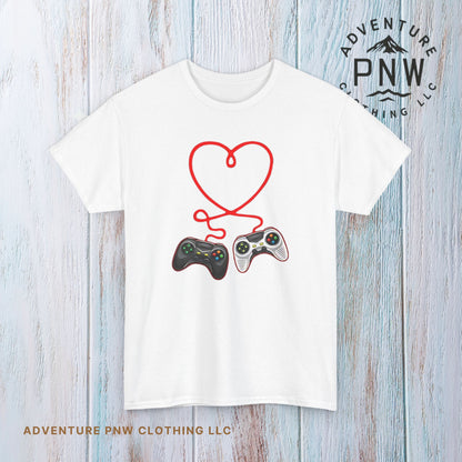 Video Gamer Valentines Day T-Shirt, Gamer Heart Tee, Valentines Gift for Him or Her, Unisex Gaming Shirt, Controller Love  Unisex Shirt