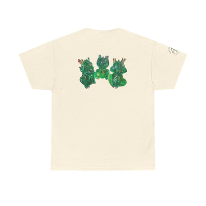 "Green speak/ hear/ see no evil dragons"
