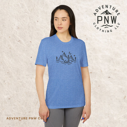 Adidas® Eco-Friendly Adventure PNW Mountain Camping Unisex T-Shirt | Sustainable & Stylish