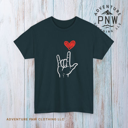 Valentines Day I Love You Hand Sign Heart Unisex T-Shirt, Gift for Him or Her, Valentines Tee, Love Gesture Graphic Tee, Romantic Shirt,