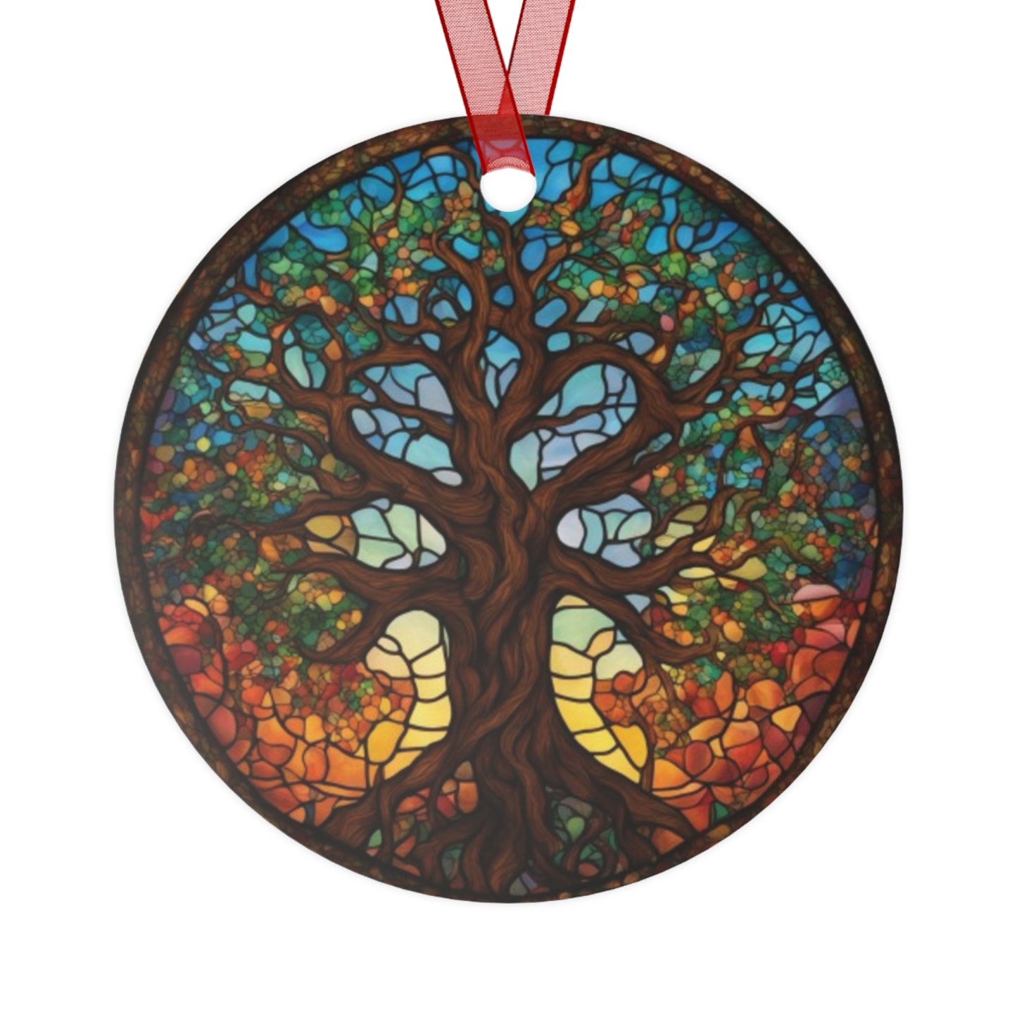 Adventure Tree of Life Christmas Ornament – Round Ceramic Decoration