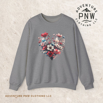 Heart Flowers Sweatshirt –Adventure Floral Nature Lover Gift