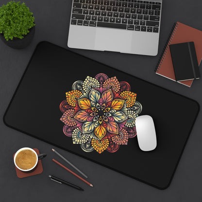 Desk Mat, Mandala Floral Printed Mouse Pad, Boho Style Desk Accessory, Natural Lover Gift, Office Decor, Work from Home Essential