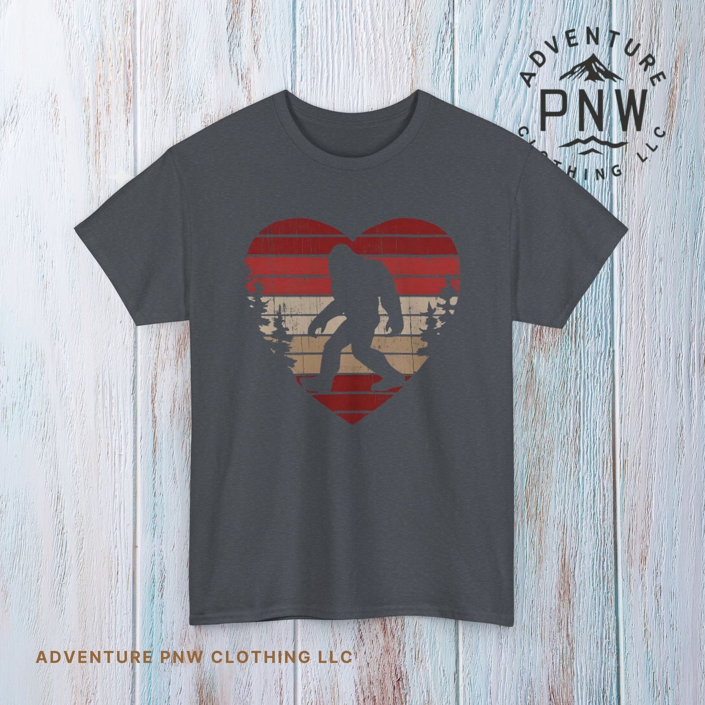 Bigfoot Heart Valentine Tee – Cute Adventure Sasquatch Shirt